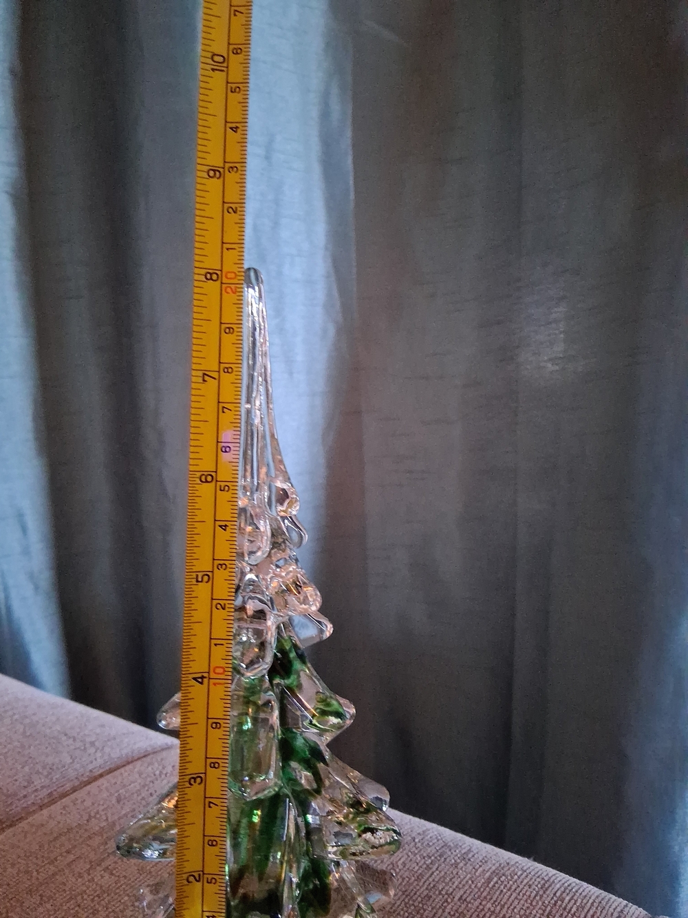 Vintage Murano Inspired Blown Glass Tree With Green Ribbon Coloring 8" - Picture 5 of 6